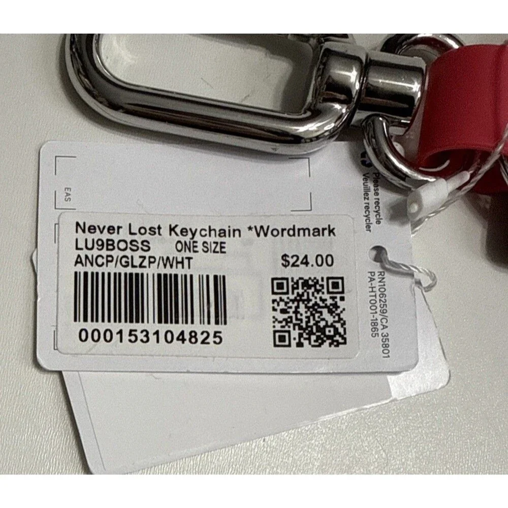 Lululemon Never Lost Keychain Wordmark Brown Pink One Size NWT